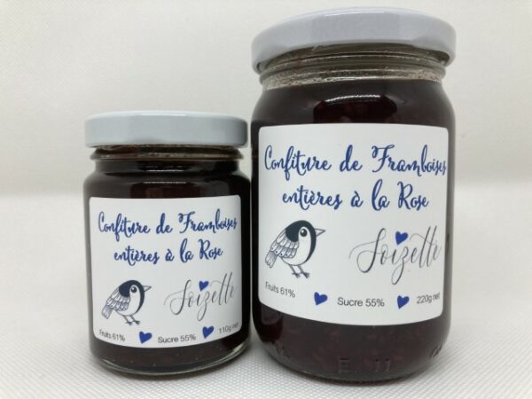 Confiture de Framboises entières à la Rose